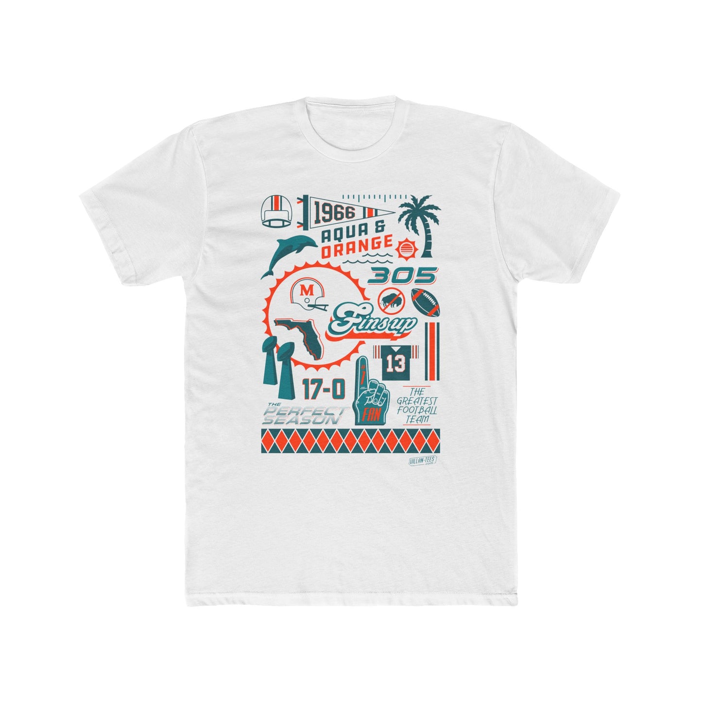 Miami Aqua and Orange Cotton Unisex Tee